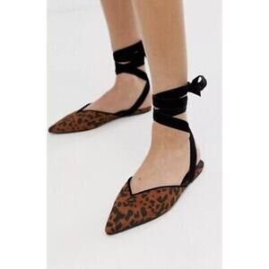 ASOS‎ Leopard Lara Wrap Ballet Flat UK 4/US 6 Pointy Toe